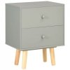 Szafki nocne, 2 szt., szare, 40x30x50 cm, lite drewno sosnowe