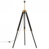Lampa podłogowa na trójnogu, czarno-złota, drewno, 141 cm