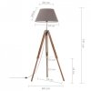 Lampa podłogowa na trójnogu, brązowo-szara, tek, 141 cm