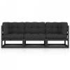 3-osobowa sofa ogrodowa z poduszkami, lite drewno sosnowe