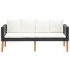 2-osobowa sofa ogrodowa z poduszkami, rattan PE, czarny