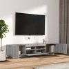 Zestaw 2 szafek TV z oświetleniem LED, szary dąb sonoma