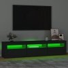 Szafka pod TV z oświetleniem LED, czarna, 180x35x40 cm