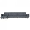 Sofa rozkładana L, ciemnoszara, 275x140x70 cm, aksamit