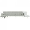 Sofa rozkładana L, jasnoszara, 271x140x70 cm, aksamit