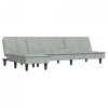 Sofa rozkładana L, jasnoszara, 255x140x70 cm, aksamit