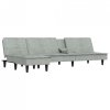 Sofa rozkładana L, jasnoszara, 255x140x70 cm, aksamit