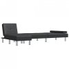 Sofa rozkładana L, czarna, 255x140x70 cm, sztuczna skóra