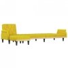 Sofa rozkładana L, żółta, 271x140x70 cm, aksamit