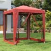 Namiot imprezowy z 4 siatkowymi ścianami, czerwony, 2x2 m, HDPE