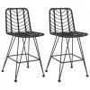 Stołki barowe, 2 szt., czarne 45x56x103,5 cm, PE, rattan i stal