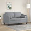 2-osobowa sofa z poduszkami, jasnoszara, 120 cm, tkanina