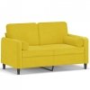 2-osobowa sofa z poduszkami, żółta, 120 cm, aksamit