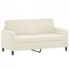 2-osobowa sofa z poduszkami, kremowa, 140 cm, aksamit