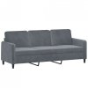 3-osobowa sofa z poduszkami, ciemnoszara, 180 cm, aksamit