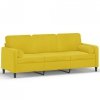3-osobowa sofa z poduszkami, żółta, 180 cm, aksamit