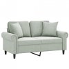 2-osobowa sofa z poduszkami, jasnoszara, 120 cm, aksamit