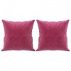 2-osobowa sofa z poduszkami, winna czerwień, 120 cm, aksamit