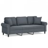 3-osobowa sofa z poduszkami, ciemnoszara, 180 cm, aksamit