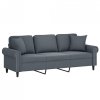 3-osobowa sofa z poduszkami, ciemnoszara, 180 cm, aksamit