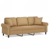 3-osobowa sofa z poduszkami, brązowa, 180 cm, aksamit