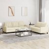 2-osobowa sofa z poduszkami, kremowa, sztuczna skóra