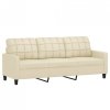 2-osobowa sofa z poduszkami, kremowa, sztuczna skóra