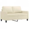 2-osobowa sofa z poduszkami, kremowa, sztuczna skóra