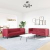 2-cz. zestaw wypoczynkowy Chesterfield, bordowy, sztuczna skóra