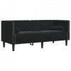 2-cz. wypoczynek Chesterfield z wałkami, czarny, aksamit