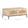 Stolik kawowy, 90x50x37 cm, drewno mango i naturalna trzcina