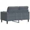 2-osobowa sofa z poduszkami, ciemnoszara, 120 cm, aksamit