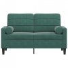 2-osobowa sofa z poduszkami, ciemnozielona, 120 cm, aksamit