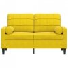 2-osobowa sofa z poduszkami, żółta, 120 cm, aksamit