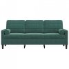 3-osobowa sofa z poduszkami, ciemnozielona, 180 cm, aksamit