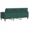 3-osobowa sofa z poduszkami, ciemnozielona, 180 cm, aksamit