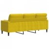 3-osobowa sofa z poduszkami, żółta, 180 cm, aksamit