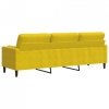 3-osobowa sofa z poduszkami, żółta, 210 cm, aksamit