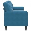 3-osobowa sofa z poduszkami, niebieska, 210 cm, aksamit