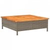 Stolik ogrodowy, szary, 70x70x25 cm, rattan i drewno akacjowe