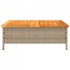 Stolik ogrodowy, beżowy, 70x70x25 cm, rattan i drewno akacjowe