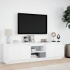 Szafka TV z LED, biała, 180x34x50 cm, materiał drewnopochodny