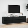 Ścienna szafka pod TV, z LED, czarna, 180x31x45 cm