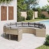 Sofa ogrodowa z poduszkami, okrągła, beżowy rattan PE