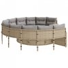 Sofa ogrodowa z poduszkami, okrągła, beżowy rattan PE