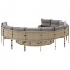 Sofa ogrodowa z poduszkami, okrągła, beżowy rattan PE