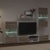 5-częściowe szafki pod telewizor z oświetleniem LED Sonoma Oak