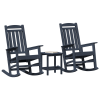 3-częściowy Zestaw Mebli Ogrodowych Granatowy HDPE,  Granatowe Krzesło Bujane 70x92x108 cm HDPE,  Stolik boczny Granatowy 38x38x46 cm HDPE