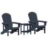 Zestaw ogrodowy  3 elementowy Granatowy HDPE, Krzesło Adirondack  Granatowe 74x82x91 cm HDPE, Stolik boczny  Granatowy 38x38x46 cm HDPE