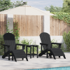 Krzesła Adirondack z podnóżkami 2 szt Czarne HDPE,  Krzesło Adirondack z podnóżkiem Czarne HDPE